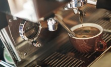 espresso resting on machine