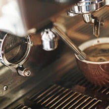 espresso resting on machine