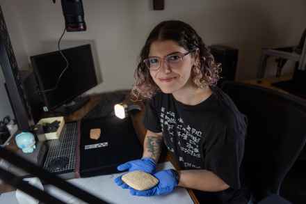 Fourth-year student Danielle Levy said her work studying cuneiform tablets written in Akkadian and Sumerian helped her learn about the ancient languages--and the stories and people associated with them. Photo by Jason Smith