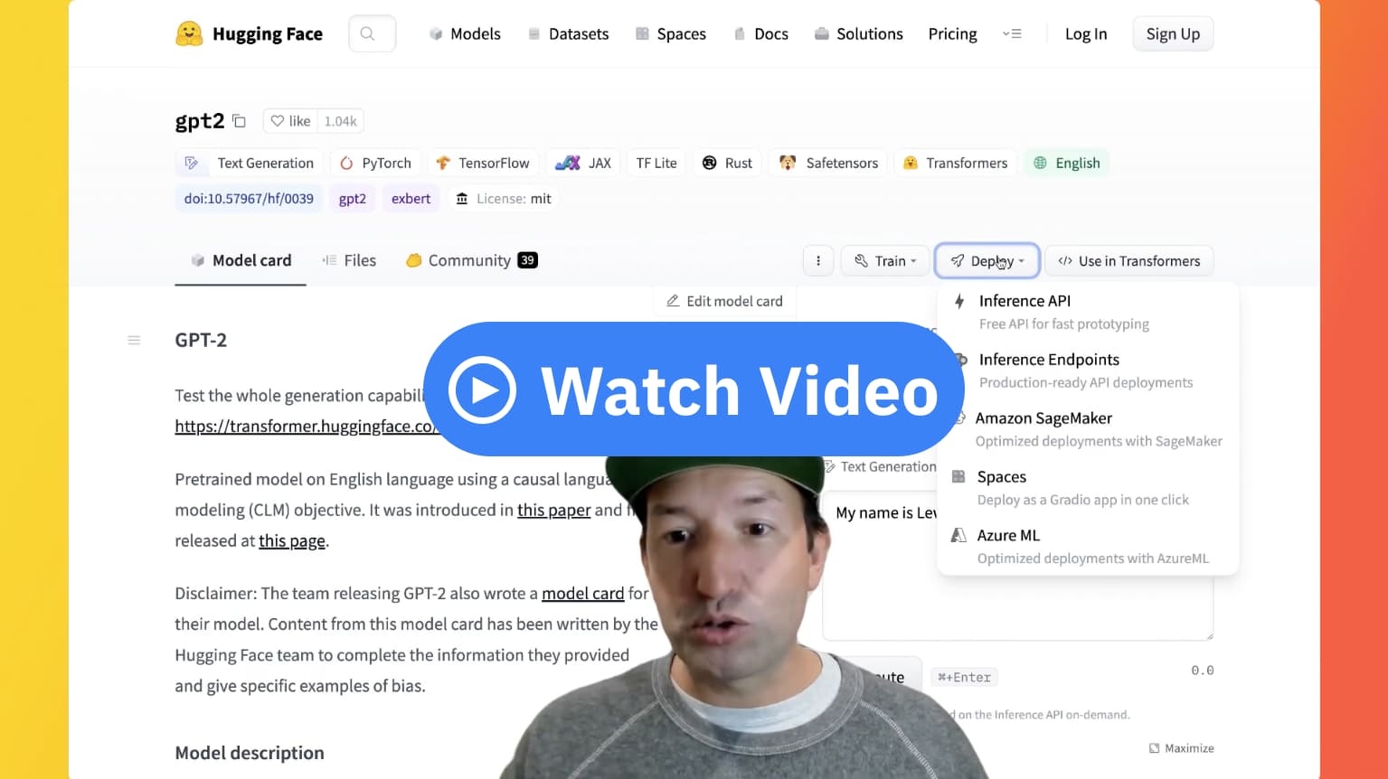 Video walkthrough of Hugging Face Endpoints