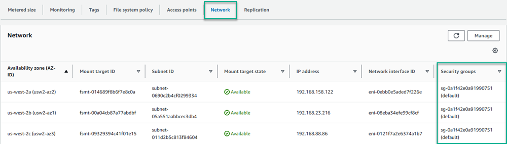 Review the assigned security groups