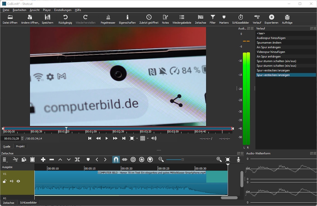 Screenshot aus Shotcut