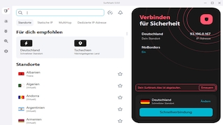 Screenshot aus Surfshark VPN