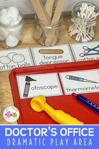 Find lots of ideas to create a doctor dramatic play area for your preschoolers. Kids can learn science, literacy, and math concepts in a fun way as they play and pretend in their doctor's office or hospital. DIY ideas and printables for waiting rooms, reception desk, x-ray, radiology, hospital lab or laboratory, exam room. Use in preschool, pre-k, kindergarten classroom or at home or homeschool setting. Click to learn more.