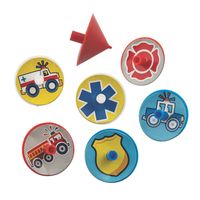 Celebrate first responders in a fun, kid-friendly way with classic spinning tops that feature rescue vehicles and icons as a playful way to remind children that help is always at their fingertips. These toy giveaways are endlessly engaging class prizes that inspire support for law and order and civic pride. Plastic. (144 pcs. per unit) 1 1/4" © OTC