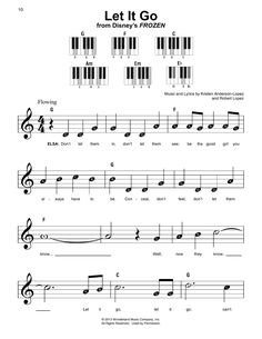 sheet music with the words let it go