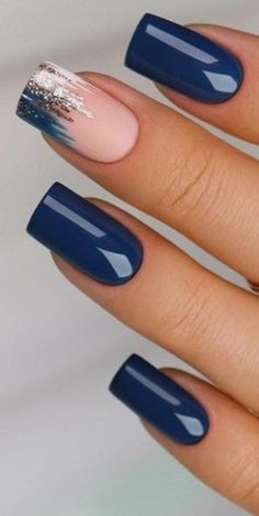 Latest Wedding Nail Trends 2023, Winter Nails Acrylic Classy Short, Square Nail Trends 2023, Best February Nail Colors, Nails For Begginers Ideas, Newyears Nails Acrylic, Blush Pink And Navy Blue Wedding Nails, Blue Color Nail Ideas, January Gel Nail Ideas 2024