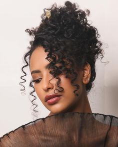 A textured updo on @kholoodofficial Makeup @megohareartistry #hairbynikirae @paulmitchellpro 3in1 curling iron @igk good behavior & please hold @tidalhairsticks #hairstylist #curlyhair #updohairstyles #updo Roller Set Updo Hairstyles, Textured Hair Updo, Vampy Updo Curly Hair, Roller Set Updo, Vampy Updo, Curl Updo, Updo Curly Hair, Curly Updos, Textured Updo