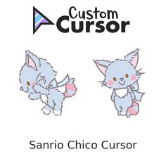 the sanrio chico cusor sticker is shown in two different colors and sizes