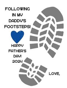 a pair of shoes with the words, following in my daddy's footprints happy father's day