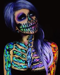 Cool Skeleton Makeup, Skeleton Makeup Ideas, Mean Girls Halloween, Cool Skeleton, Skeleton Makeup, Looks Halloween, Cool Halloween Makeup, Horror Makeup, Special Fx Makeup