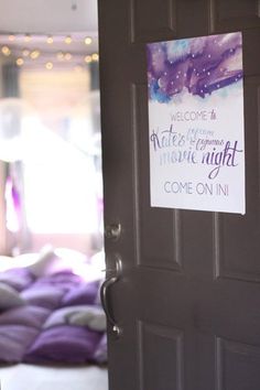 there is a sign on the door that says, welcome to mother night come on in