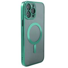 an iphone case with a camera attached to the back of it, in green and silver