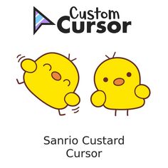 two yellow birds are facing each other with the words custom cussonr above them