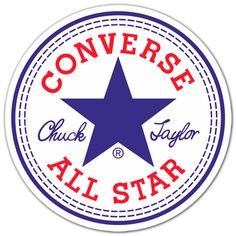 the converse all star logo is shown in red, white and blue