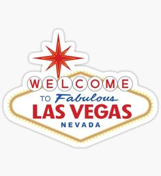 the welcome to fabulous las vegas sign sticker is shown in red, white and blue