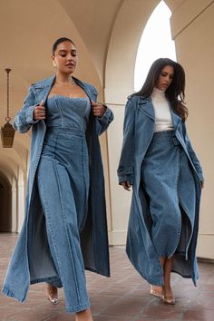 Medium Wash Stay Sharp Denim Trouser - 25 Denim On Denim Outfit 90s, Full Denim Outfit, Denim Photoshoot, Thanksgiving 2024, Plus Zise, Y2k Denim, Mode Kimono, Denim Trench Coat