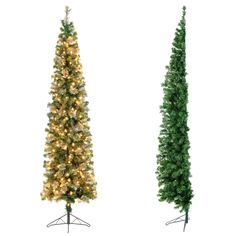 two christmas trees are shown side by side