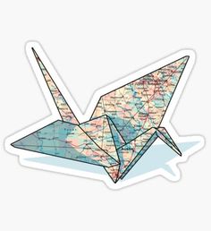 an origami bird sticker with the map of pennsylvania on it's back