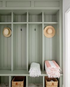 the mud room is clean and ready to be used as a storage area for towels