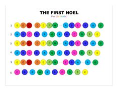 the first noel game is shown with numbers arranged in different colors and letters on it