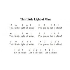 a sheet with the words'this little light of mine'written in black and white