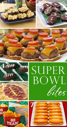 super bowl party food and snacks for the kids to eat on their football team's field