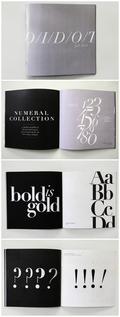 four different types of black and white typogramic typefaces on paper