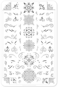 an ornate design with swirls and scrolls in black on a white background, the pattern is