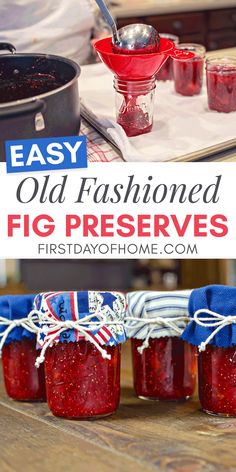 homemade old fashioned fig preserves recipe in mason jars