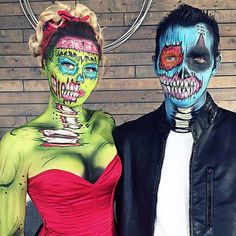 Zombie Couple, Zombie Make Up, Party Make-up, Pop Art Makeup, Zombie Walk, Zombie Costume