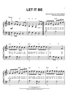 sheet music with the words let it be