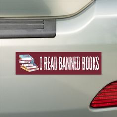 i read banned books sticker on the back of a car