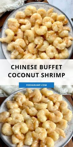 two plates filled with chinese buffet coconut shrimp