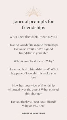 Friendship Journal, Relationship Journal, Morning Journal, Healing Journaling, Journal Questions, Questions For Friends