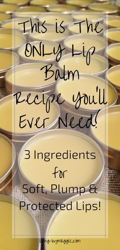 Diy Lip Care Recipes, Best Diy Lip Balm, 3 Ingredient Lip Balm Recipe, Homemade Lip Moisturizer, Best Homemade Lip Balm, Essential Oils For Lip Balm, Lip Balm Beeswax Diy, Best Chapstick Recipe, Homemade Beeswax Lotion