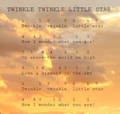 an image of a song written in the sky with words above it that read twinkle twinkle little star