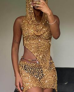 Summer Rave Outfits, Knitted Coord, Rave Festival Outfits, Rok Outfit, Hooded Crop Top, Backless Tank Top, Fest Outfits, Backless Top, Festival Tops