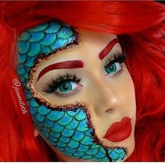 Makeup Fantasi, Mermaid Makeup Halloween, Mermaid Face, Makeup Zombie, Fantasy Make-up, Halloween Parejas, Halloween Make-up Looks, Makeup Youtube, Mermaid Halloween