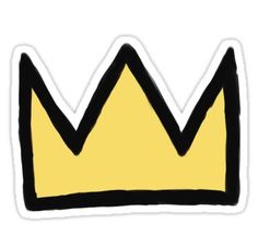 a yellow crown sticker sitting on top of a white surface with black outlines