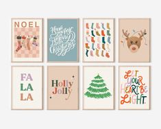 six christmas cards with different designs on them