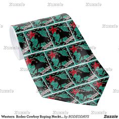 a black tie with red and green designs on it