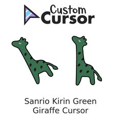 two green giraffes with the words custom cussonr on it's back