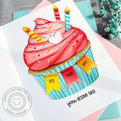 a birthday card with a cupcake on it