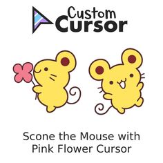 some mouses with pink flower cusor on their ears and one in the shape of a mouse