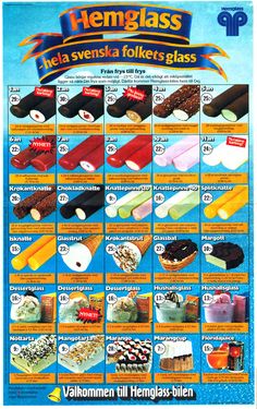 the poster shows different types of ice creams