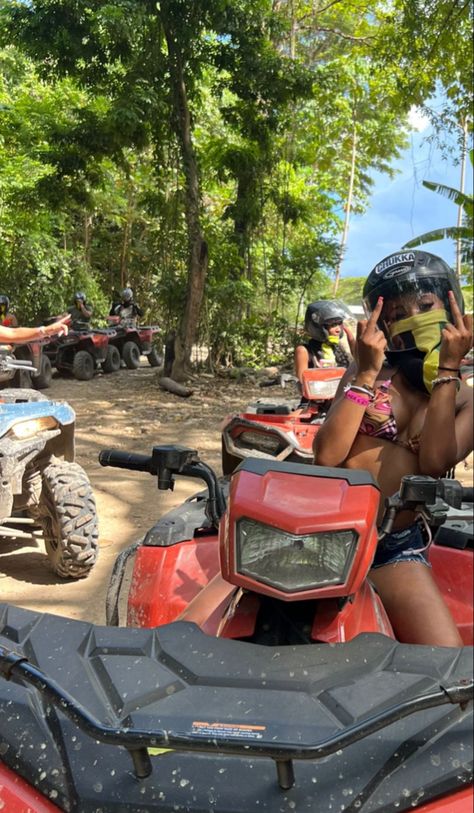 Atv Riding Jamaica, Jamaica Vacation Black Women, Cute Atv Riding Outfit, Atv Riding Outfit Black Women, Jamaican Outfits, Vacay Aesthetic, Positive Aesthetic, Holiday Outfits Summer, Life Goals Future