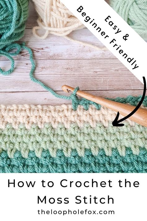 One of the fastest and easiest crochet stitches is the Moss Stitch. Perfect for beginners who want to push their skills or advanced crocheters who want a fast project, you can't go wrong with this one. Learn how to create this gorgeous, easy stitch with my Crochet Moss Stitch Tutorial. Moss Crochet Stitch, Fast Crochet, Crochet Throw Pattern, Crochet Blanket Pattern Easy, Crochet Stitches For Blankets, Crochet Blanket Designs, Easy Crochet Stitches, Easy Crochet Blanket, Beginner Crochet Projects