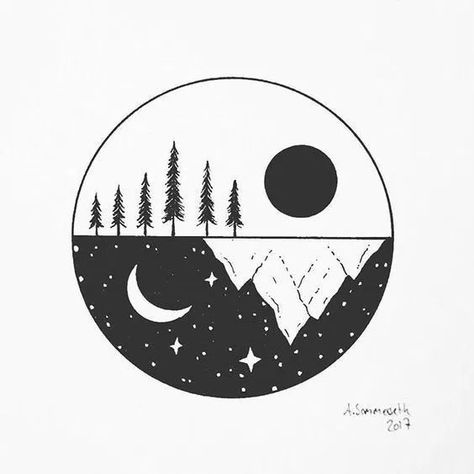 35 Cool Easy Whimsical Drawing Ideas #drawings Things to Draw Night Drawings, Skitse Bog, Desen Realist, Circle Drawing, Art Sketches Doodles, Simple Tattoo Designs, Art Sketches Pencil, 흑백 그림, White Drawing