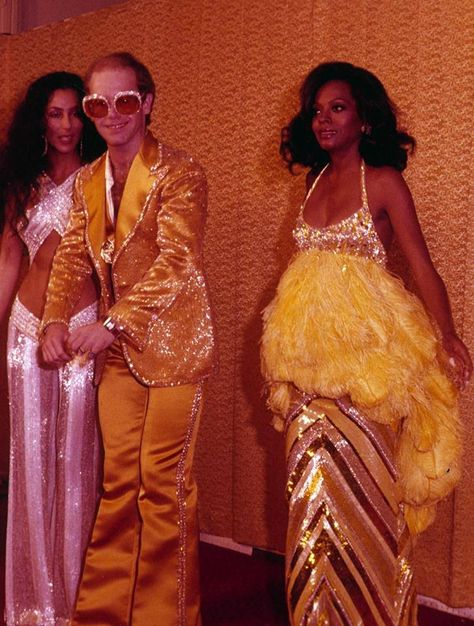 Rock Music, Music, Cher And Elton John, Disco Outfits, Diana Ross, Elton John, Music Awards, The Rock, Gold